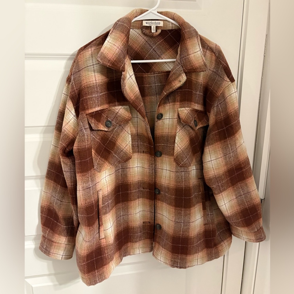 Workshop Republic Clothing Tan and Brown Plaid Shirt